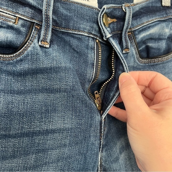 Frame Le High Skinny Jean Tuxedo Piping Serrano Wash Size 24 - Picture 14 of 16